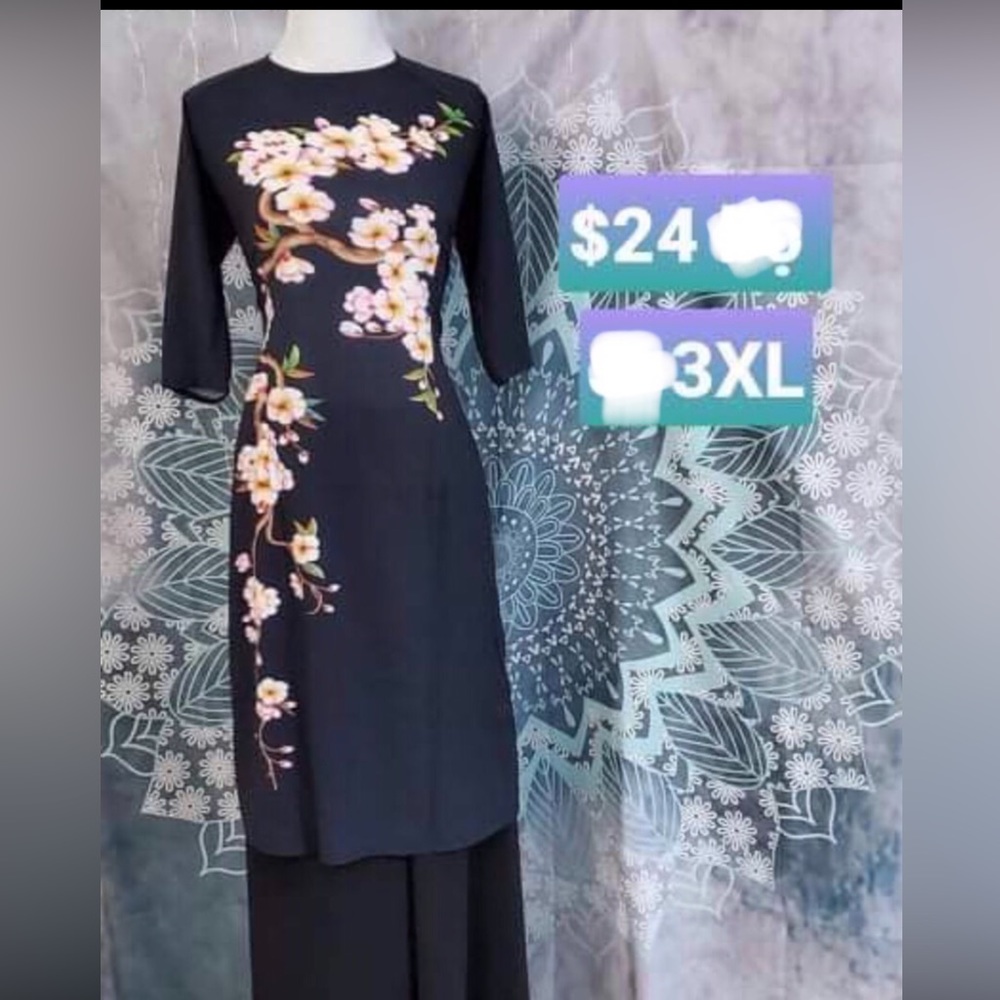 NEW Beautiful Vietnamese Traditional Dress Ao Dai Cach Tan Short Style 2XL